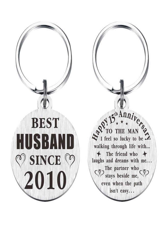 TANWIH 15th Wedding Anniversary Keychain Gifts, Best Husband Since 2010, 15 Year Anniversary Decoration for Him, 15 Yr Anniversary - Image 1